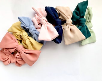 Bow Scunchies Pack, Bunny Ear Scrunchies,Scrunchies with Knot, Solid Pastel Scrunchies