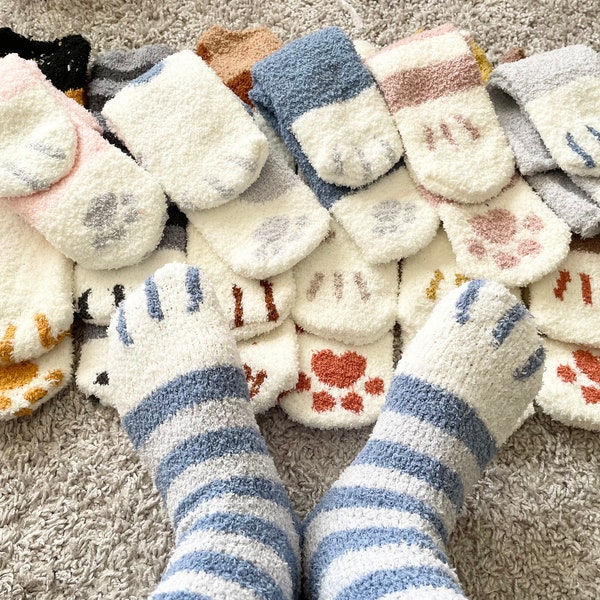 Kitten Paw Socks, Fuzzy Socks, Animal Socks, Women Socks, Novelty Socks
