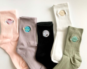 Planet Socks, Universe Socks, Crew Socks, Novelty Socks, Women Socks