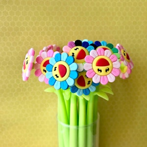 Flower Pens, Sunflower Pens, Plant Pens, Rainbow Pens, Novelty Pens, Cute Korean pens, Japanese Kawaii Pens, Green Pens image 5