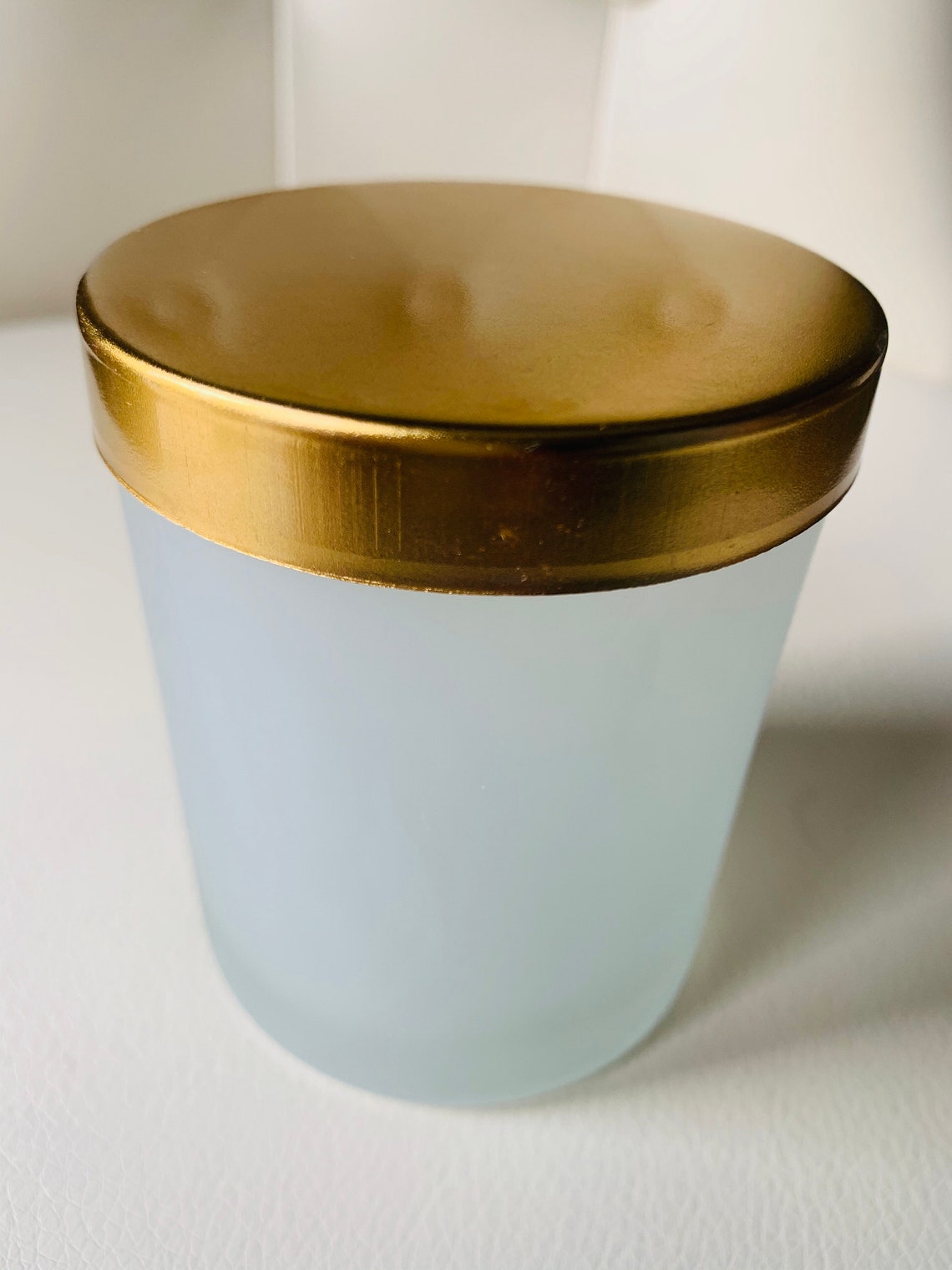 Pack of 5 Frosted White Candle Jars With Golden Metal Lid Etsy UK