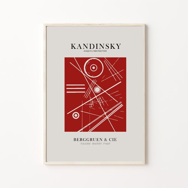 Wassily Kandinsky, Kandinsky Printable, Contemporary Red Wall Art, Scandinavian Wall, Minimalist Kandinsky Figure, Exhibition Wall Poster