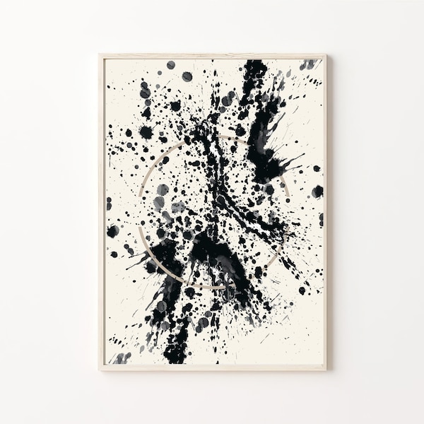 Jackson Pollock Abstract Ink Painting Wall Art Abstract Black Ink Print Digital Wall Decor Modern Art Poster Abstract Digital Prints Minimal