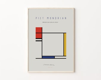 Piet Mondrian, Mondrian Geometric, Piet Mondrian Style, Exhibition Poster, Piet Mondrian Print, Cool Wall Decor, Wall Art, Minimal Art