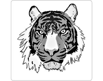 Black and White Tiger Sticker, die cut