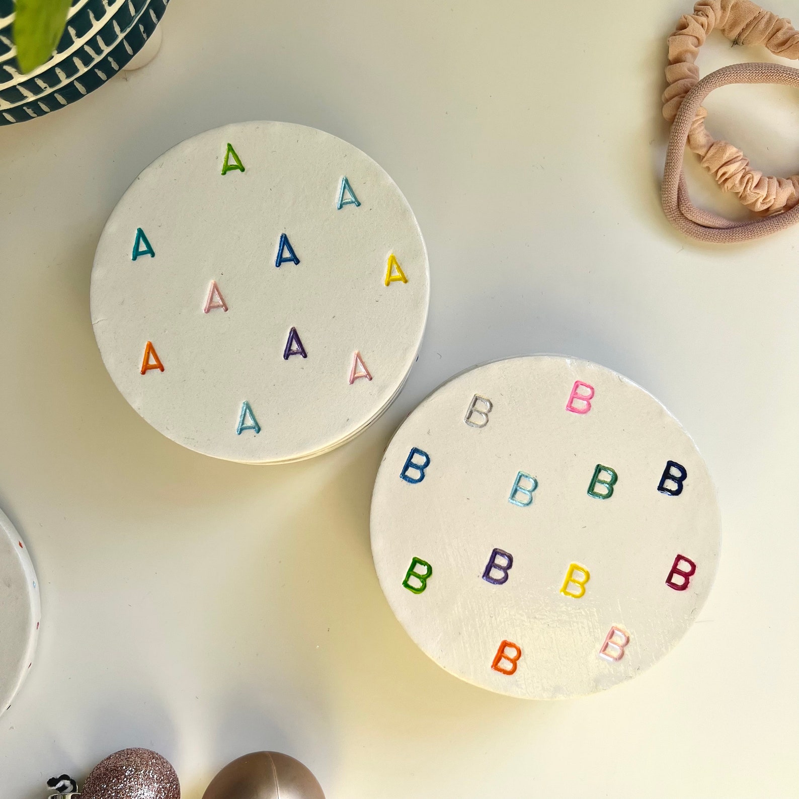 Colourful Alphabet Coaster Handmade Home Decor T Etsy