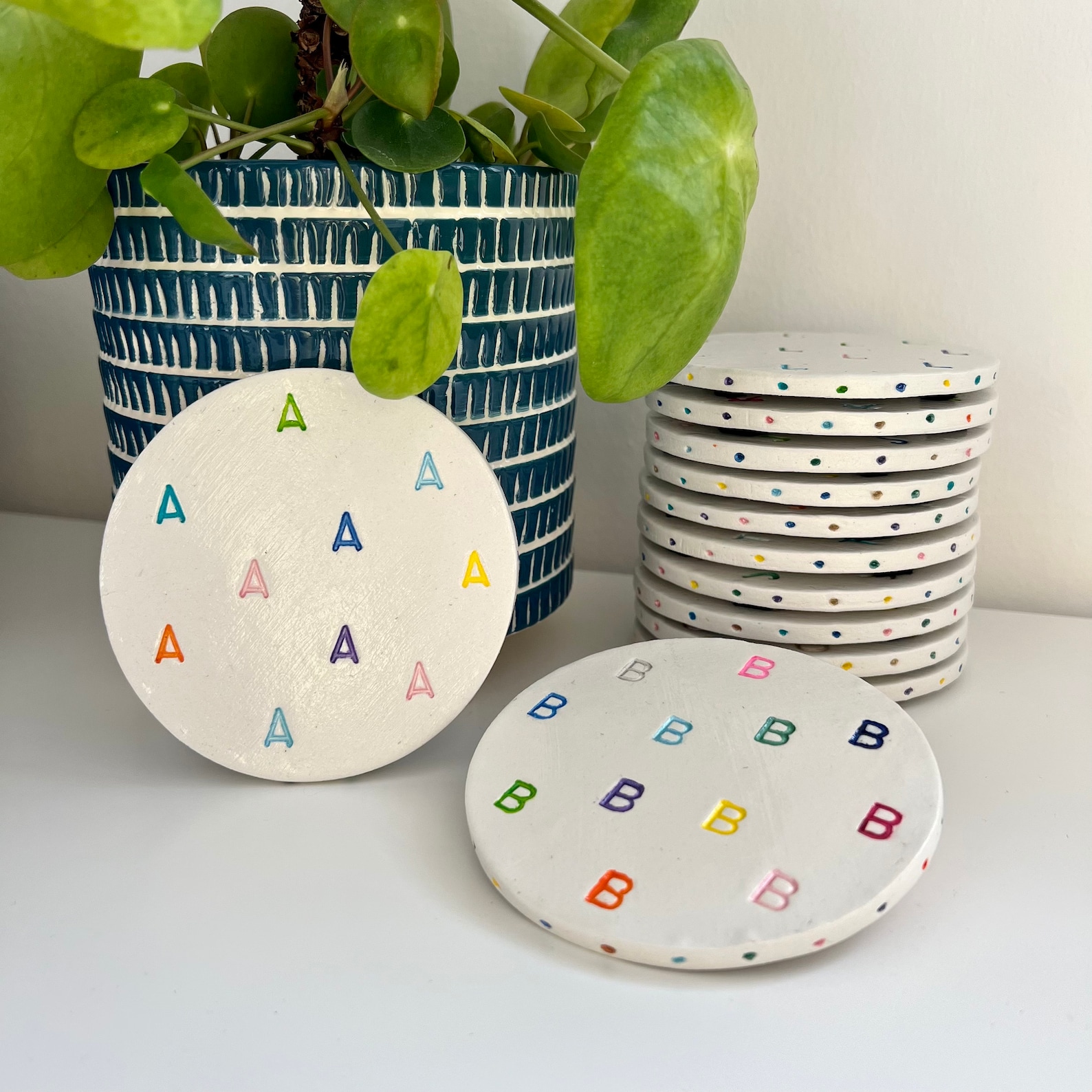 Colourful Alphabet Coaster Handmade Home Decor T Etsy
