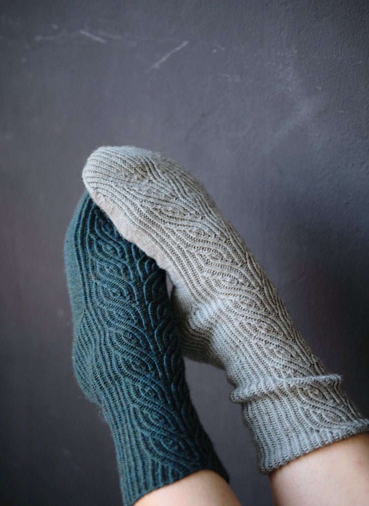 Knitting pattern original top cuff down socks Etsy