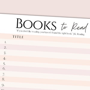 Books to Read Printable Reading List, Reading Challenge, Reading Log - Etsy