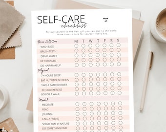 Self Care Checklist Printable: Daily Habit Tracker (PDF)