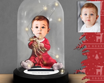 Christmas Cartoon Dear Gift,  Xmas  dear Caricature Gift, Caricature Christmas Holiday, Decoratieve Caricature LED Bell With Lighting