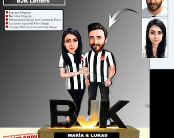 Beleuchtete Epoxy Karikaturfigur mit BJK-Buchstaben für Liebe, für Familie