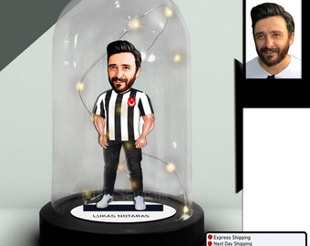 Customized  Fan-Designed Cartoon Dome, Soccer Player Caricature Drawing from Photo, Funny Soccer Player Caricature Gift for Him, BJK 1903