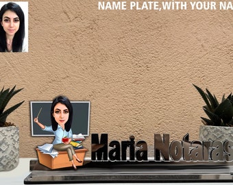 Personalized Teacher Nameplate Desk Name Sign with Your Name  Acrylic Mirror and Mdf, For Mother's Day, For Mother, For Teacher Day