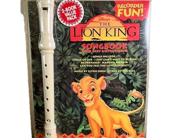 Vintage Disney Recorder Flute Toy 1994 Simba Lion King Book Set Brand New Sealed