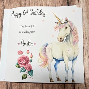 Unicorn Personalised Birthday Card For Her Little Girls Gift Happy Birthday Daughter Granddaughter Goddaughter Greeting Card Pink Handmade