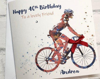 Cycling Birthday Card For Her Bike Happy Birthday Mum Sister Best Friend 30th 40th 50th Greeting Card Handmade