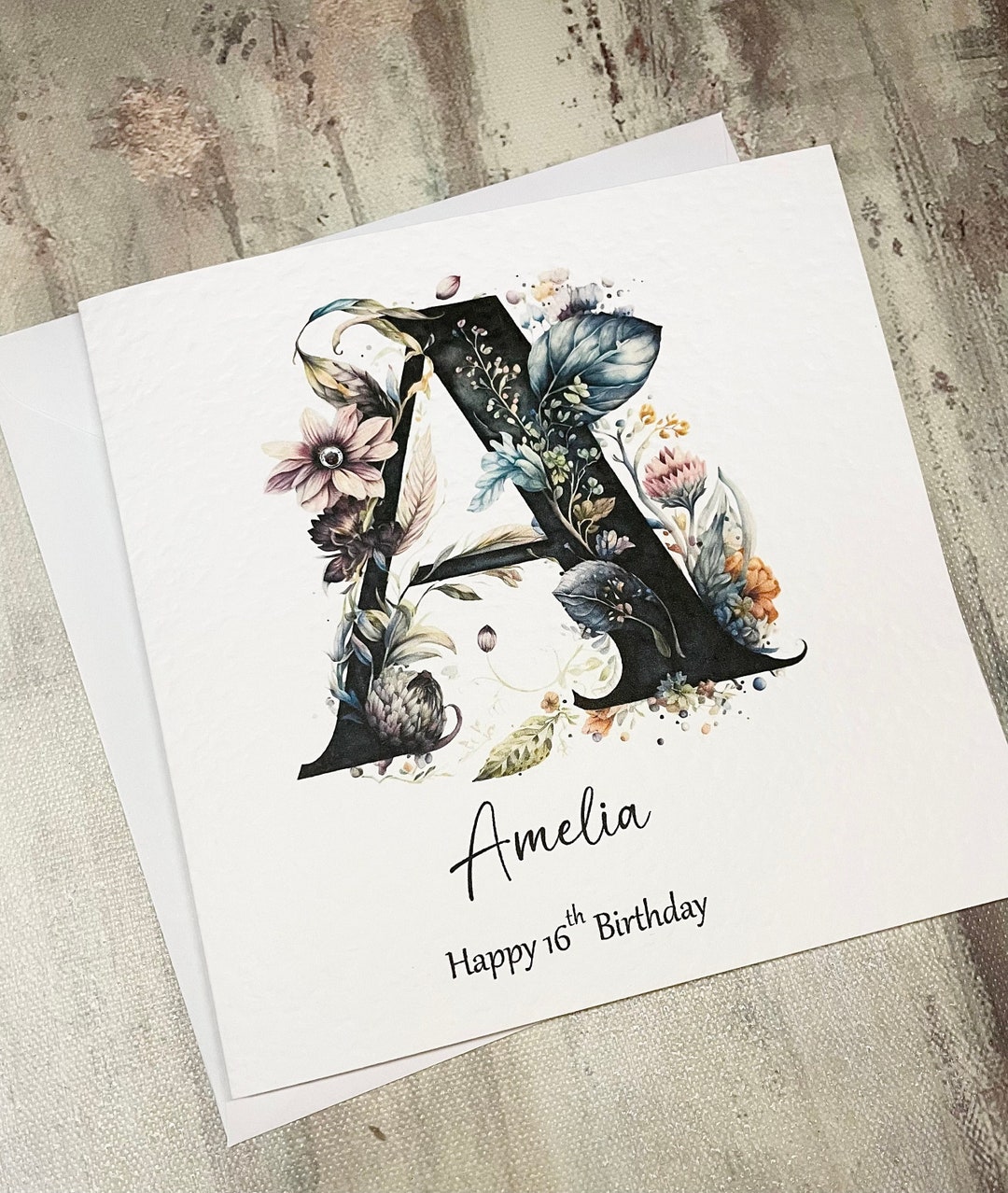 Personalised Floral Letter Birthday Card for Her Happy Birthday ...