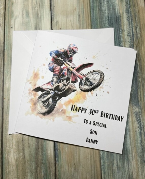 Carte D'anniversaire Sur Le Thème Des Motos De Motocross Pour