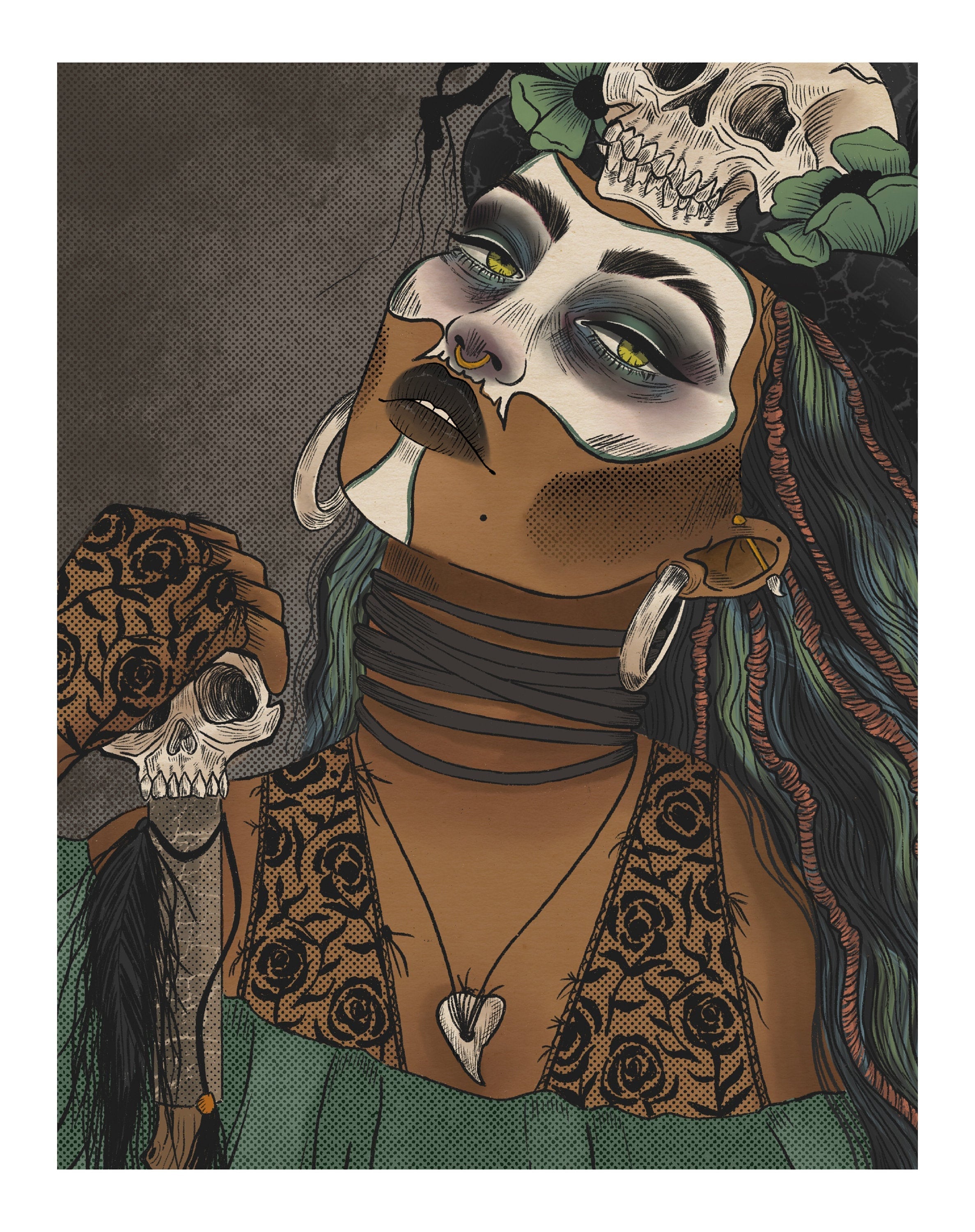 Voodoo Queen Illustrated Art Print Etsy