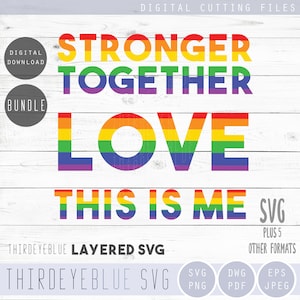 Paquete SVG más fuerte juntos, Rainbow SVG, Tshirt Mug Friendship Regalo digital archivo de corte