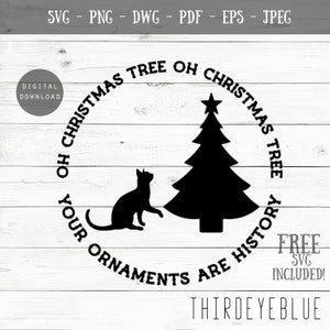 Weihnachtsbaum und Katze Lustige SVG Digitale Plotterdatei