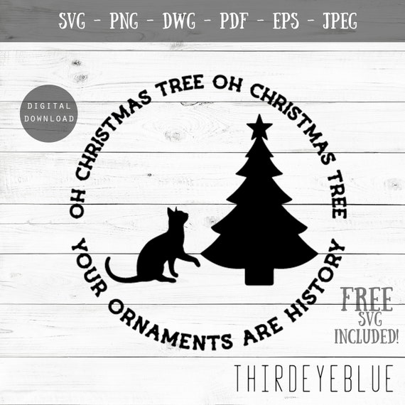 Download Christmas Tree And Cat Funny Svg Digital Cutting File Etsy
