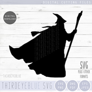 Wizard Silhouette SVG, Decal, Tshirt, Mug, Gift, Digital cutting file
