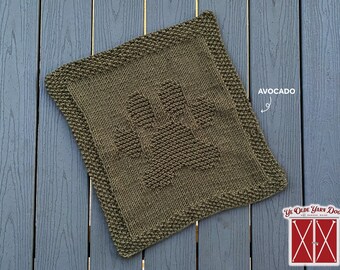 Knit Paw Print Pet Blanket - Small | Dog Blanket | Cat Blanket | Pet Bedding | Dog Bedding | Handmade | Pet Blanket | Ready to Ship