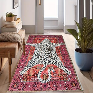 Leopard Animal Print Area Rug Handmade Handtufted With 100%Pure Wool Carpet For Living Room Bedroom Kid Room Any Room Available in All Sizes