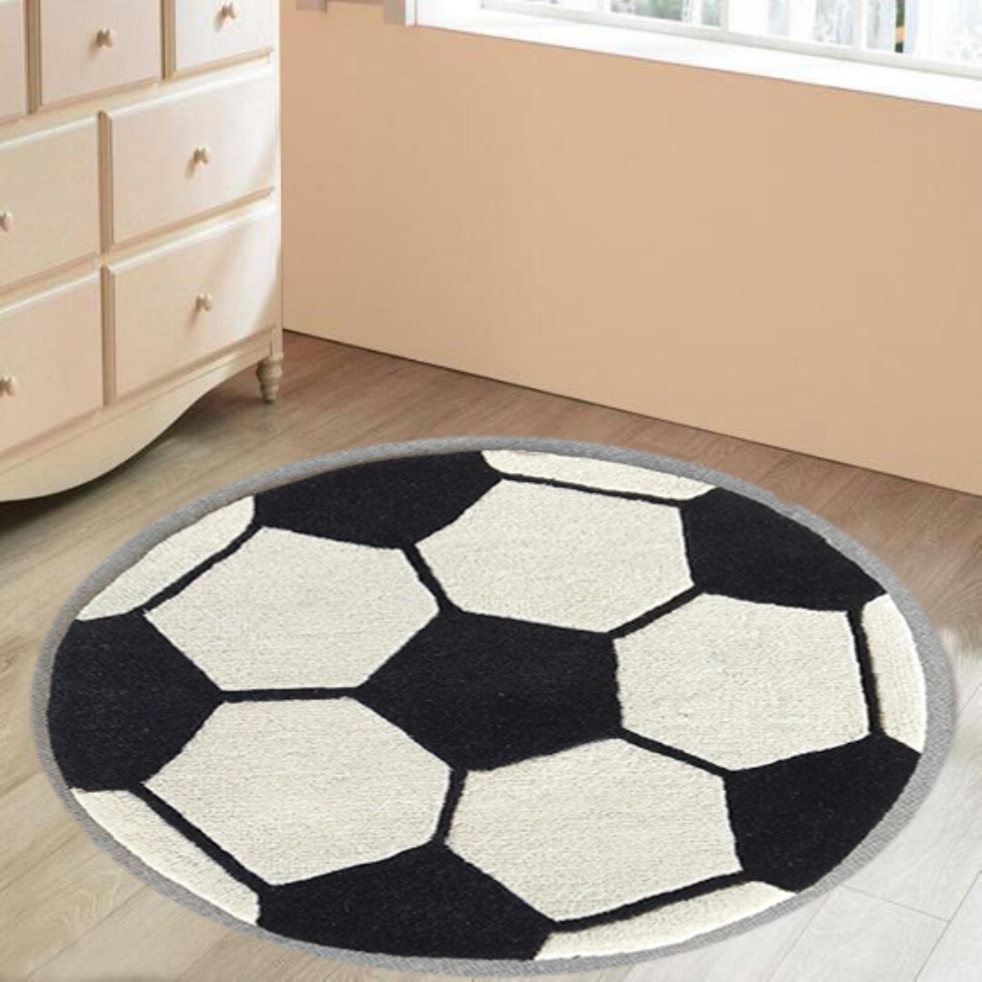 Hand-tufted Wool Football Pattern Rug - Kids Room Decor - Etsy