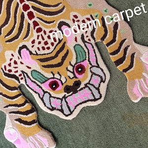 Tiger Rug handmade Hand tufted Carpet Area Rug with 100% Pure wool carpet For Living Room Bedroom Kids Room Any Room Available in All Sizes