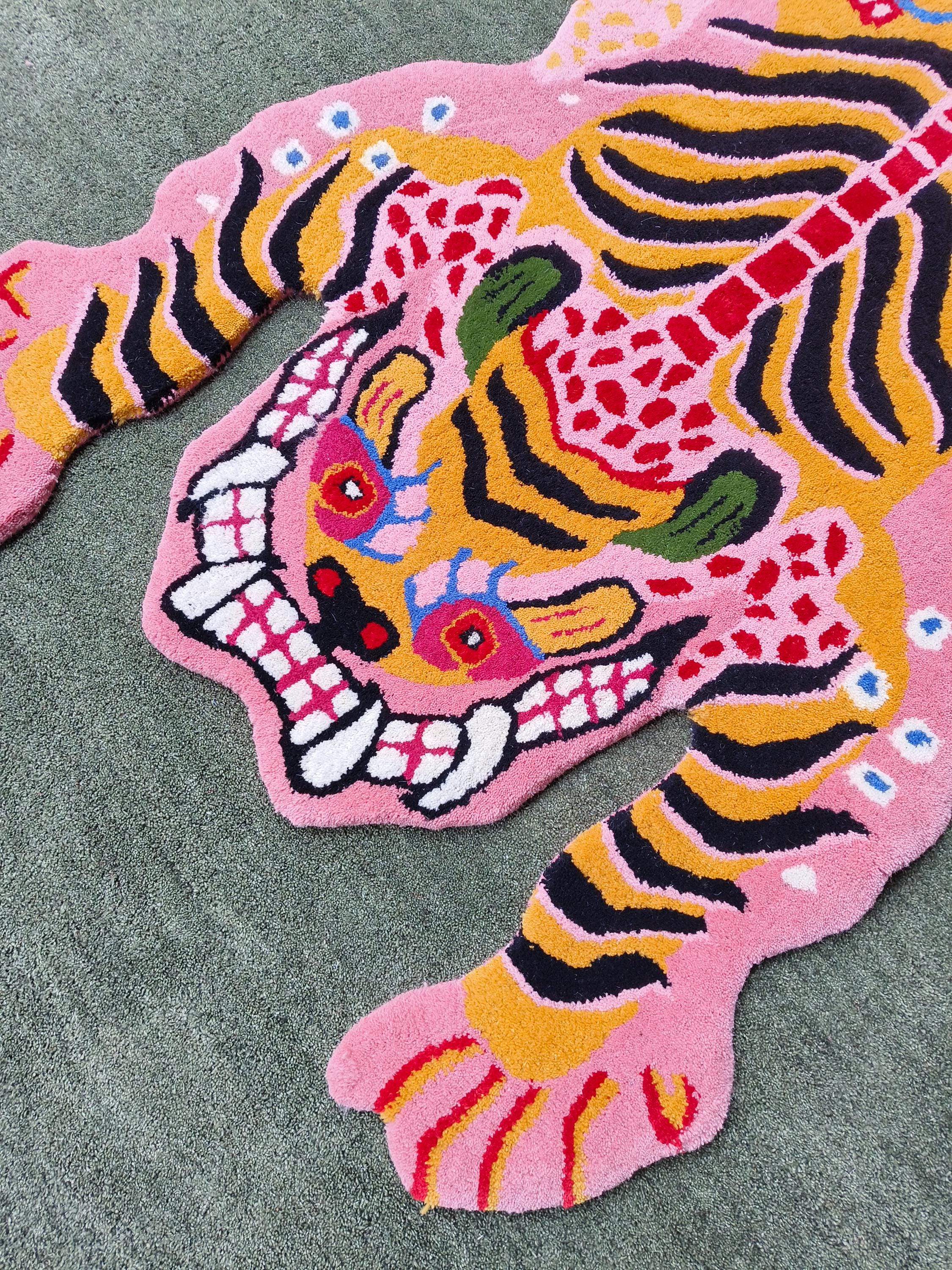 Tibetischer Tiger Tierdruck Form Teppich Handgemachter Handgetufteter Teppich Mit Teppich aus 100% reiner Wolle Für Wohnzimmer Schlafzimmer Kinderzimmer