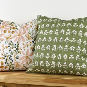Blush Wildflower Pillow Cover, Spring Floral Design, 20x20 image 5