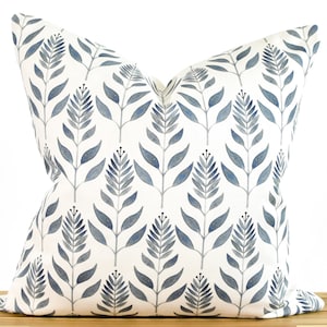 Blue Floral Pillow Cover, Navy Leaves Pillow Cover, Navy Floral Pillow, Navy Pillow Cover