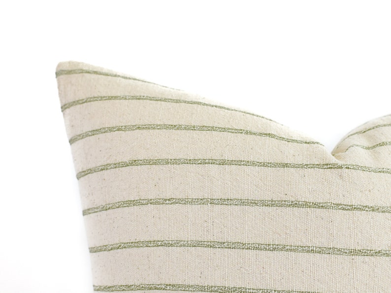 Green Striped Pillow Cover Neutral Striped Pillow Boho Etsy
