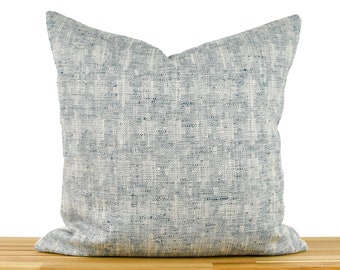 Blue Woven Pillow Cover, Blue Geometric Pillow Cover, Ikat Pillow Cover, Blue Textured Pillow Cover, Designer Pillow, Pillow Cover 18x18