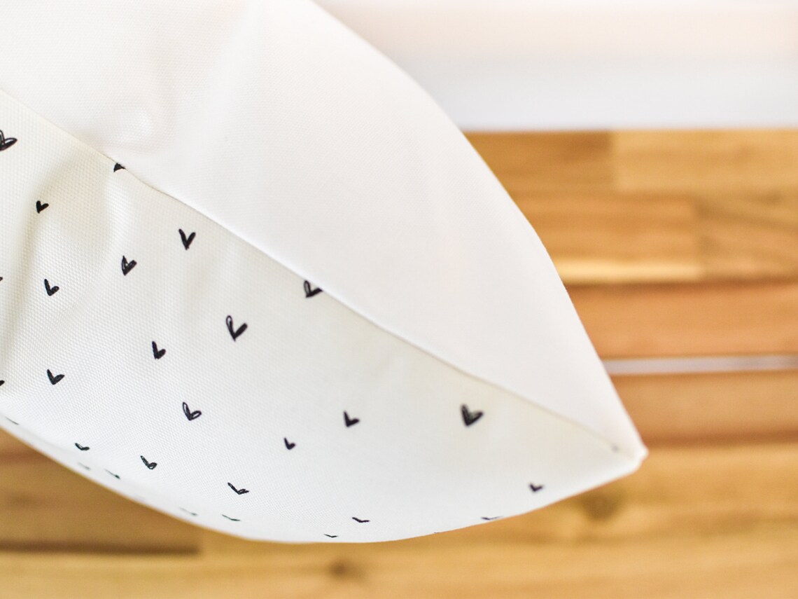 Cream With Black Hearts Pillow Cover Black and White Pillow Etsy