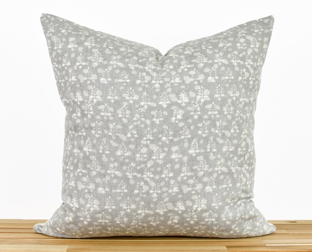 Gray Floral Pillow Cover, Gray Pillow Cover, Farmhouse Floral Pillow