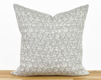 READY TO SHIP - Gray Floral Pillow Cover, Gray Pillow Cover, Farmhouse Floral Pillow, Floral Pillow Cover