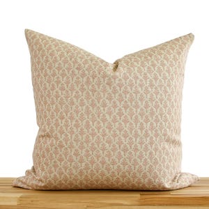 Blush Floral Pillow Cover, Neutral Floral Pillow Cover, Floral Pillow Cover, Designer Pillow Cover, Floral Block Print Inspired Pillow