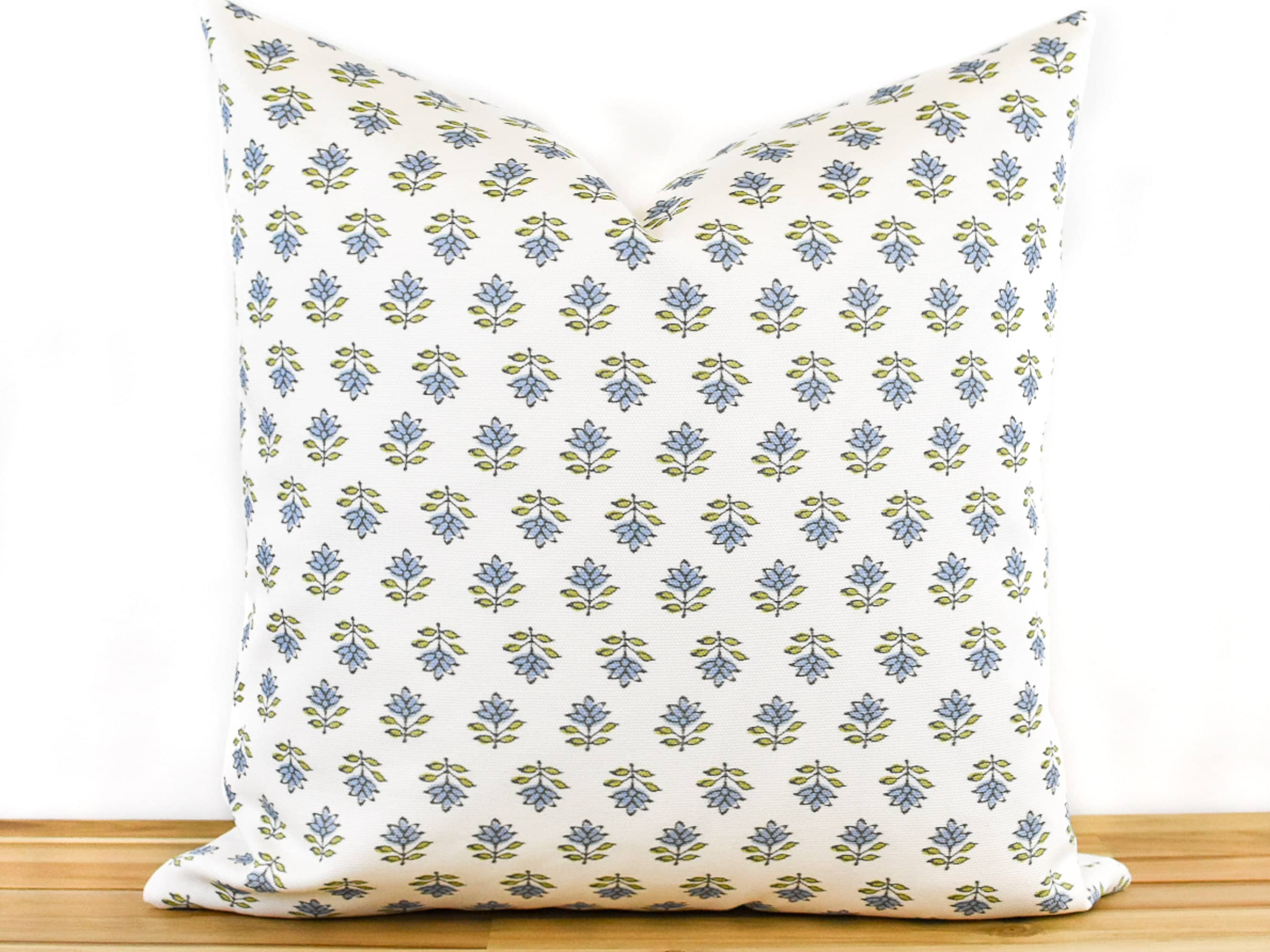 Indian Block Print Pillow - Moss and Indigo – Collectiv Co.