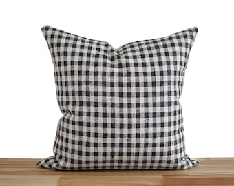 Black Gingham Pillow Cover, Checked Decorative Pillow