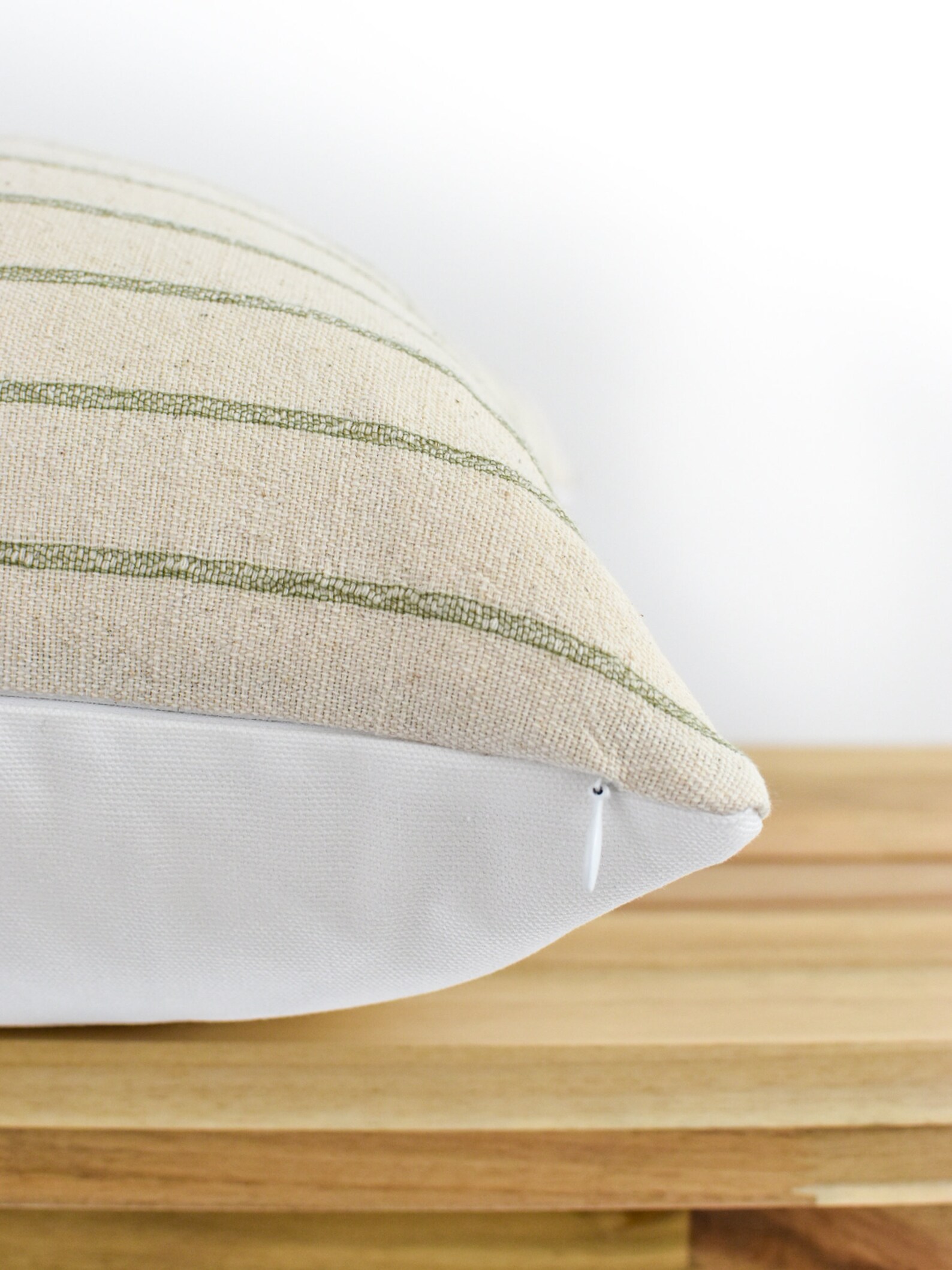 Green Striped Pillow Cover Neutral Striped Pillow Boho Etsy