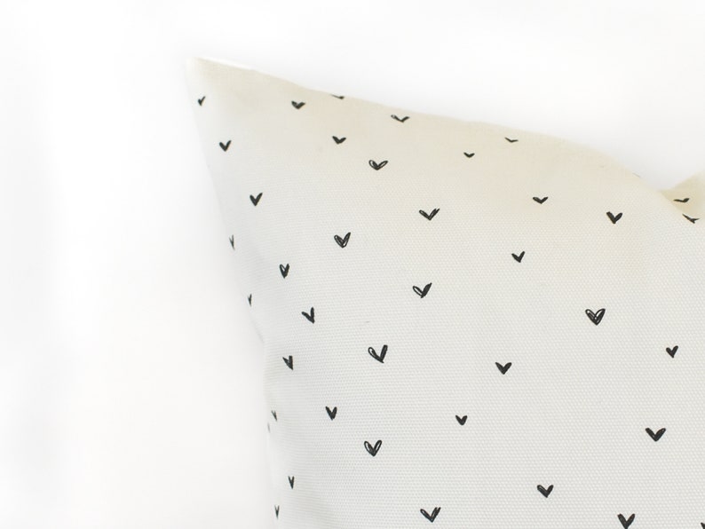 Cream With Black Hearts Pillow Cover Black and White Pillow Etsy