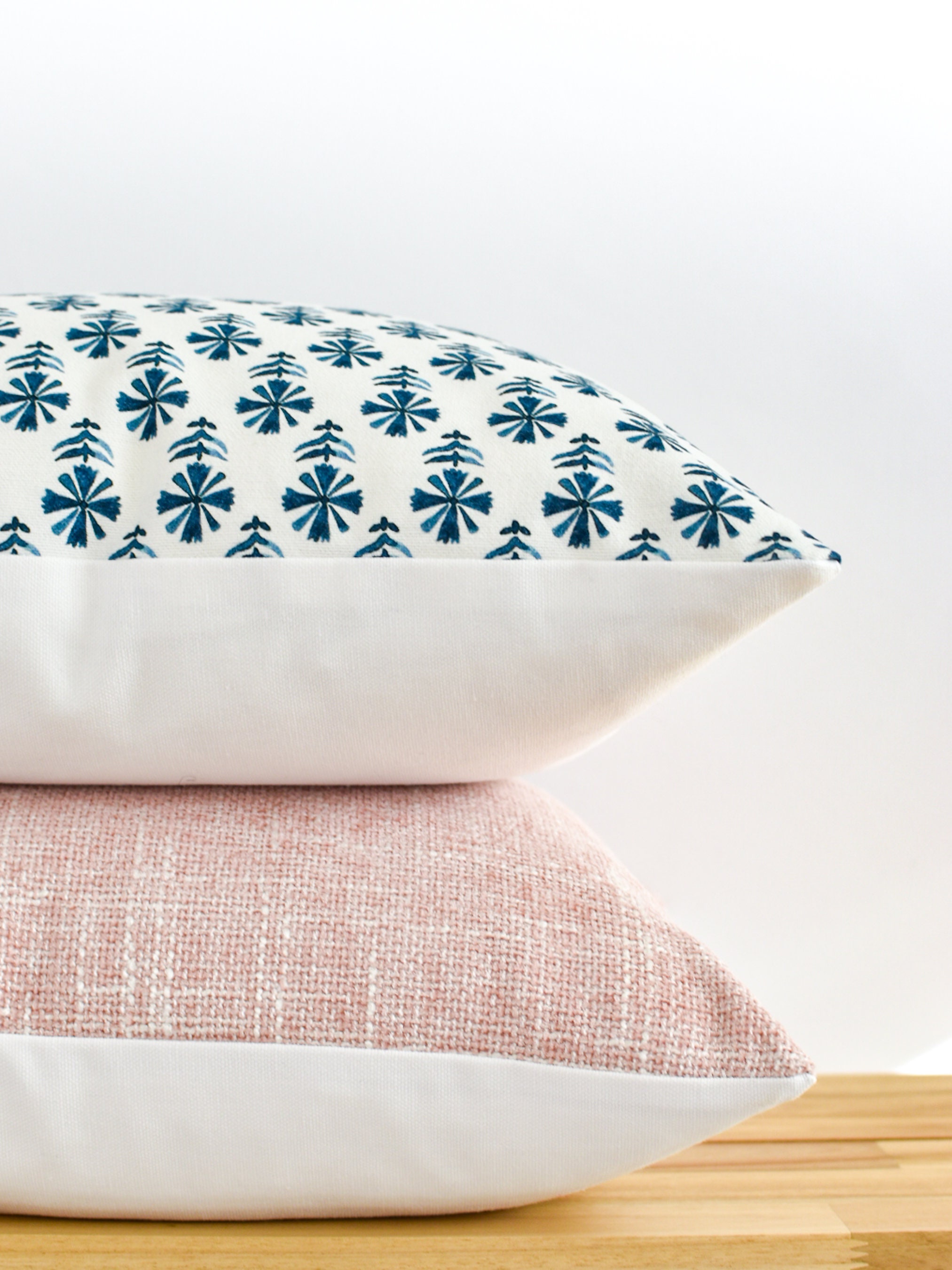 Blue and White Floral Pillow Cover Floral Pillow Cover Block Etsy