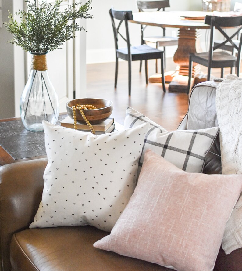 Cream With Black Hearts Pillow Cover Black and White Pillow Etsy