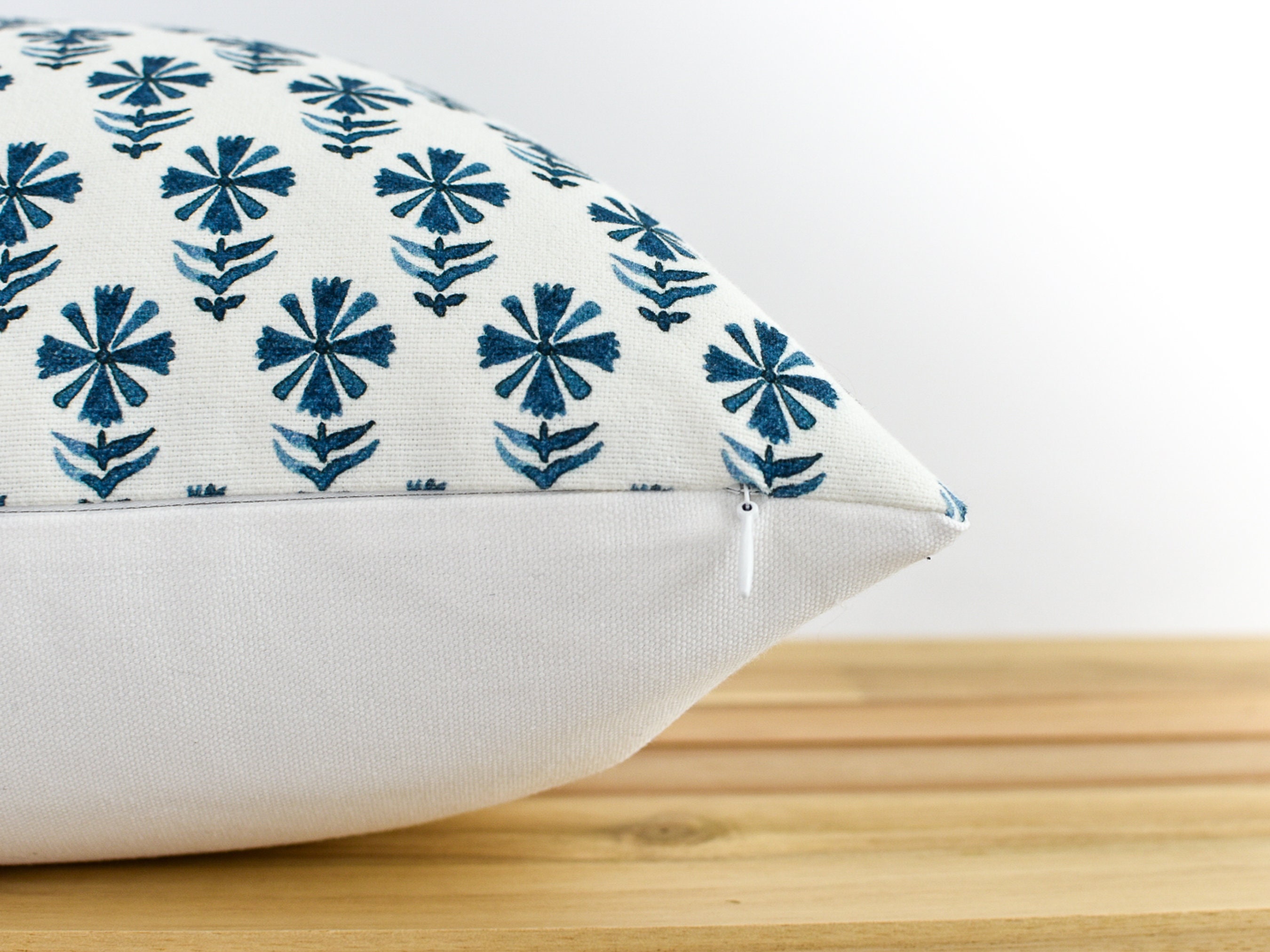 Blue and White Floral Pillow Cover Floral Pillow Cover Block Etsy