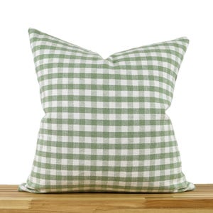 Green and White Checked Pillow Cover, Green and White Plaid Pillow, Green Pillow Cover, Modern Farmhouse Pillow Cover, Checked Pillow