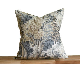 Green Forest Tapestry Pillow Cover, Olive and Forest Green Tree Pillow Cover, Green Floral Pillow Cover